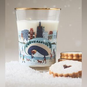 ❤️Anthro Holiday Juice Glass Cityscape Glass with Gold Rim NWT 2024 Chicago